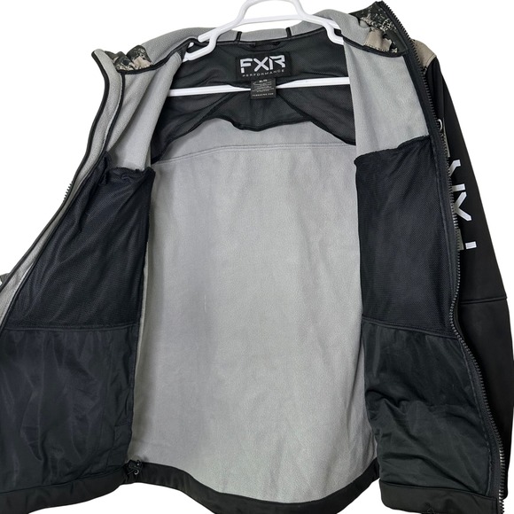 FXR Performance Pro Series Softshell Jacket Mens XL Camo Hood Black Gray Utility - Picture 3 of 11